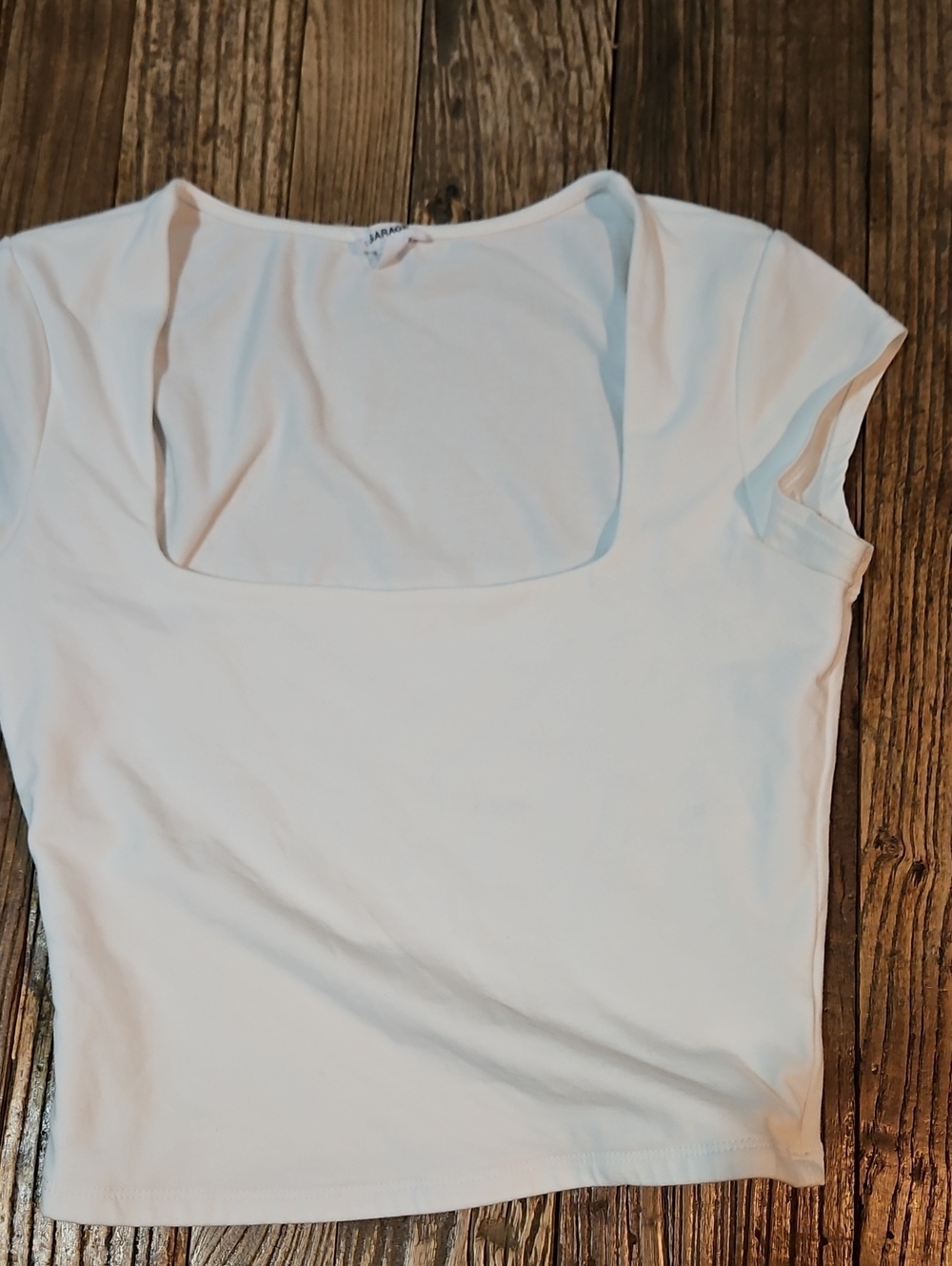 Garage White Square-Neck Lined Front Crop Top 95% Cotton